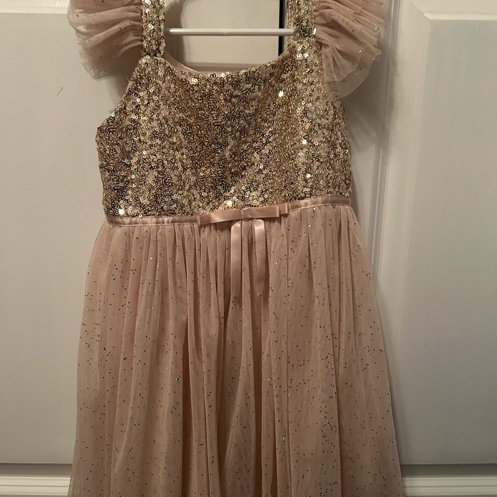 Popatu Gold and Pink Glitter Kids Dress